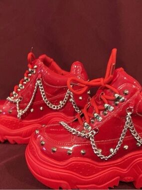 WTF BY ANTHONY WANG PLATFORM SNEAKERS SPACE CANDY RED SIZE 8